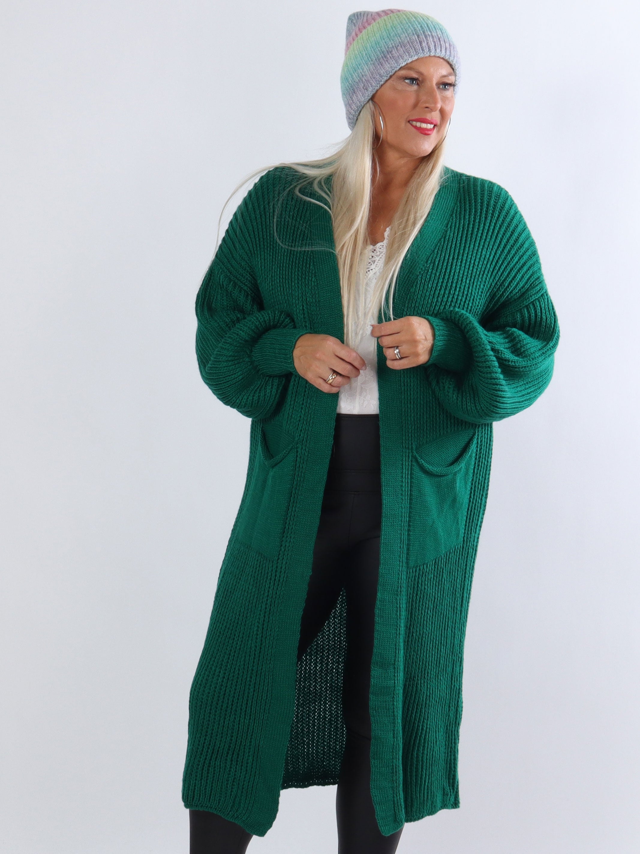 Sally - Plus size strikcardigan med fine ballonærmer